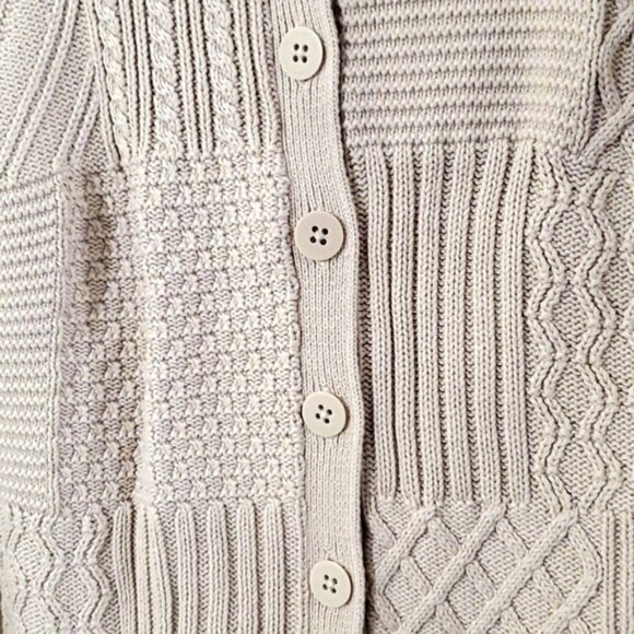 Liz Claiborne vintage off-white patterned cable knit vest sweater size petite L - Picture 4 of 5